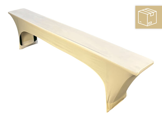 Beige cremefarbene Stretchhusse für Bierzeltbank 220 cm für Events mit deutschlandweitem Versand