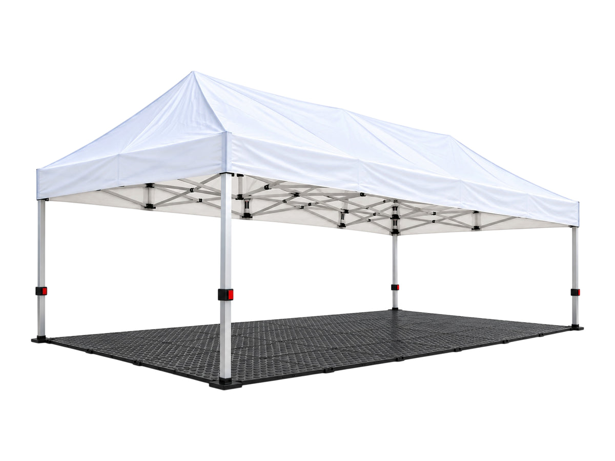 Weißer Faltpavillon 4x6 m mit anthrazitfarbenem Kunststoffboden mieten bei Eventverleih SH