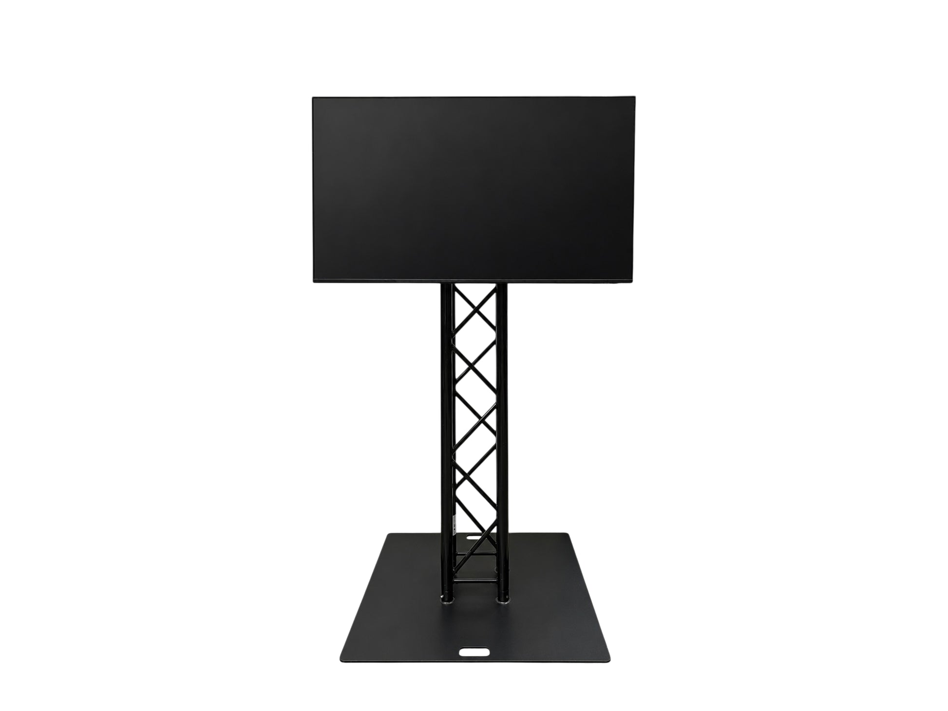 Fernseher 55 Zoll auf schwarzem Traversenständer mieten – Eventverleih SH