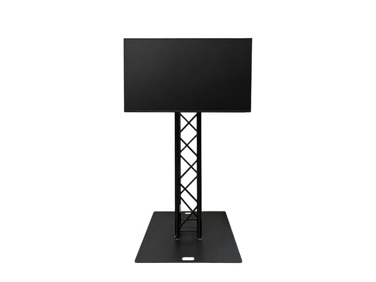 Fernseher 55 Zoll auf schwarzem Traversenständer mieten – Eventverleih SH