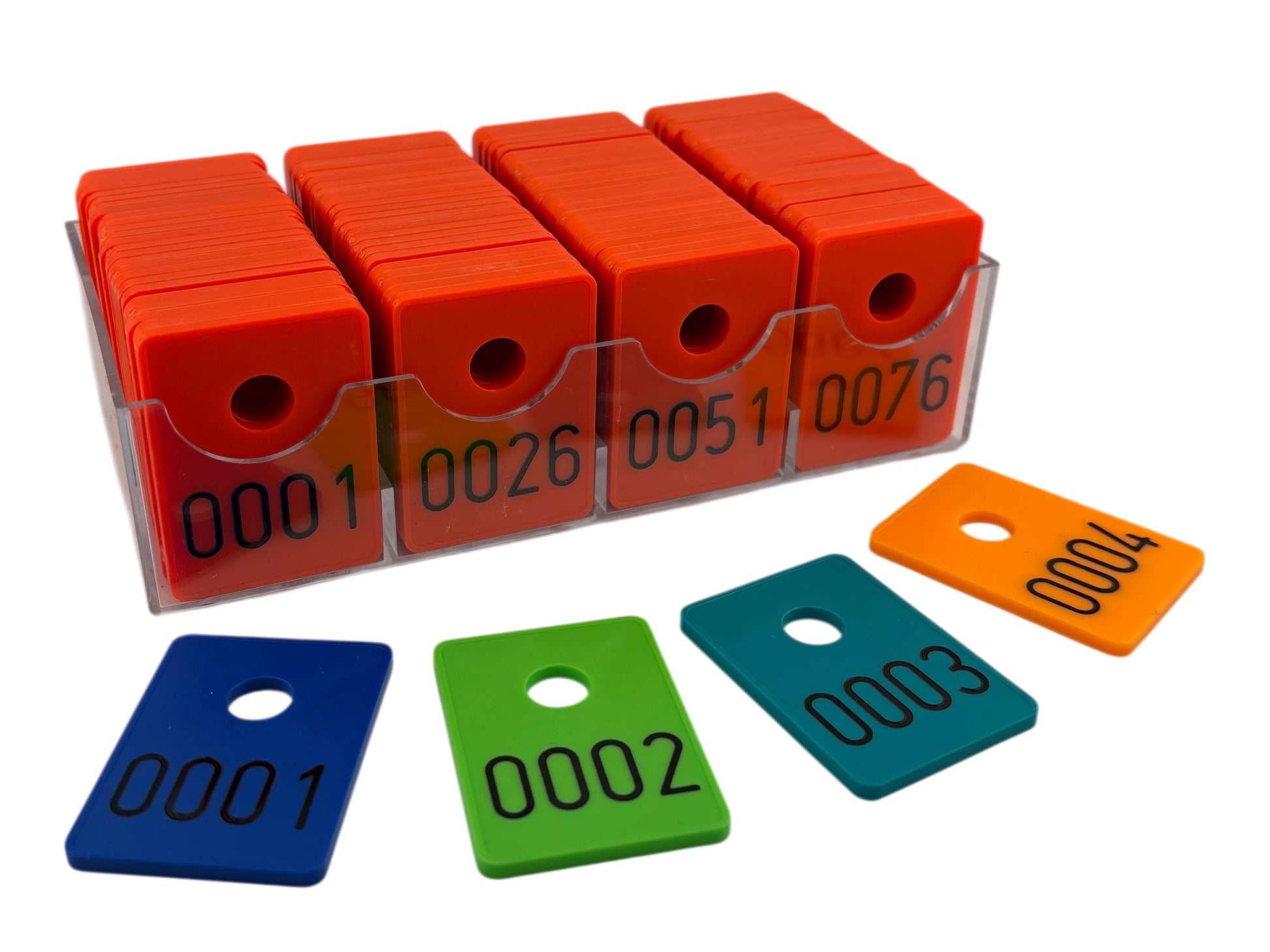 Garderobenmarken Set farbig nummeriert mieten für Events und Garderobenorganisation