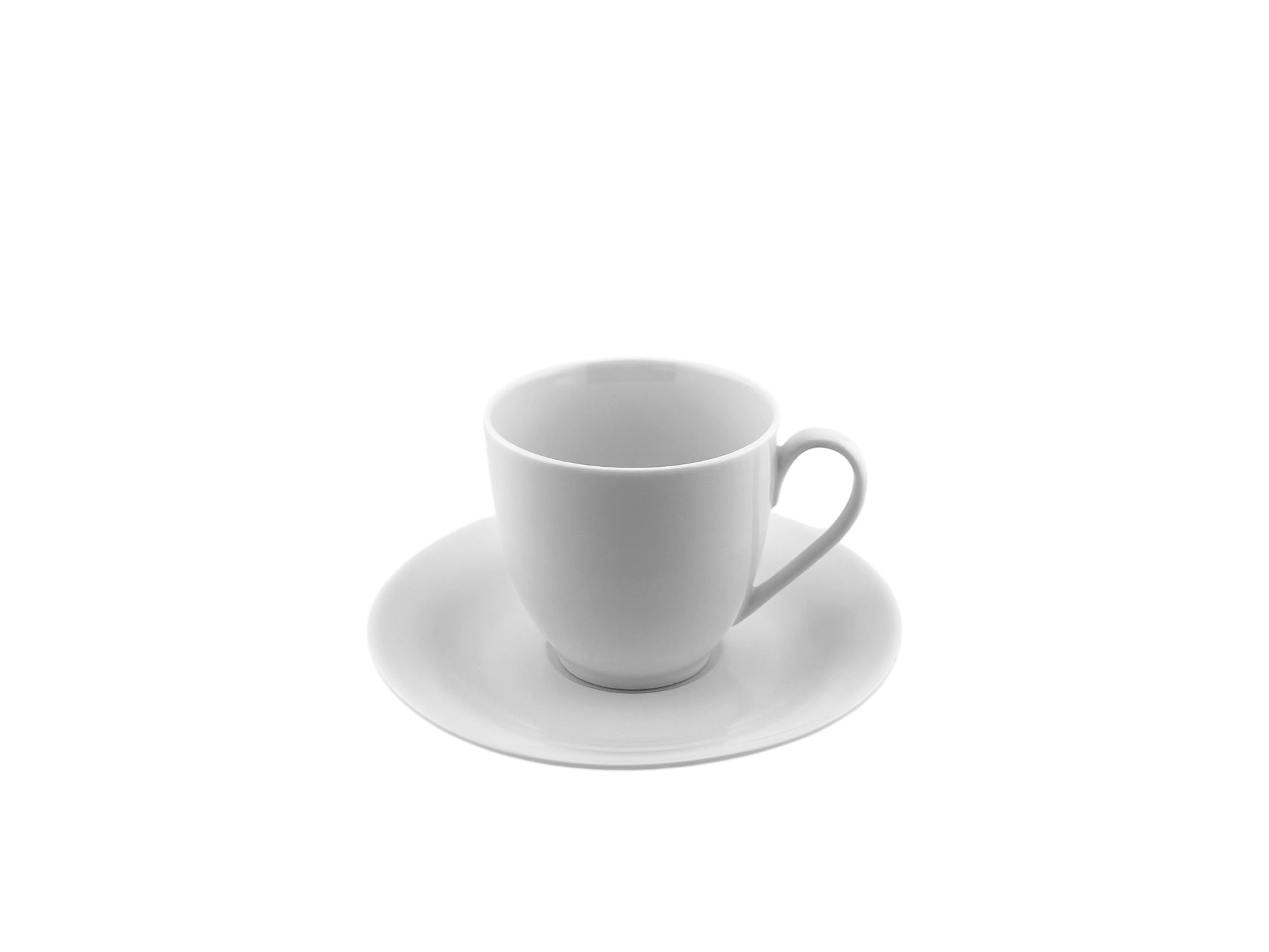 Kaffeetasse aus Porzellan mit 200 ml Fassungsvermögen inklusive Untertasse aus dem Geschirrverleih
