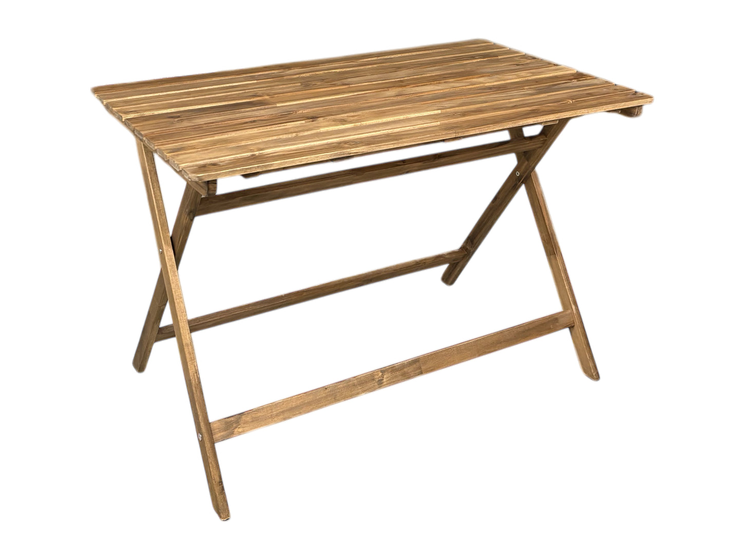 Klappgartentisch aus Akazienholz 140x75 cm mieten für Gartenparty und Outdoor Event