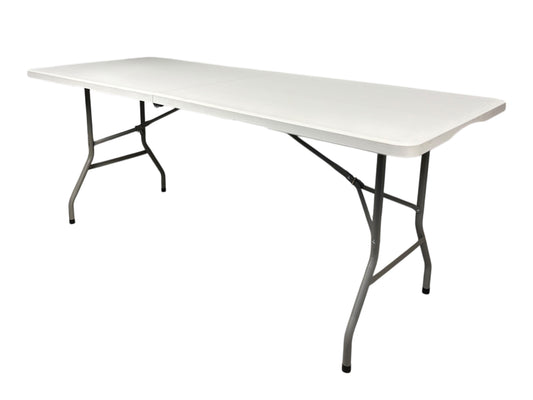Klapptisch 180 x 76 cm mit Kunststoffplatte und klappbarem Gestell zur Miete für Events, Seminare und Feiern