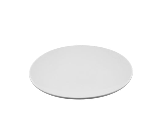 Randlose Kuchenteller aus weißem Porzellan 21 cm Durchmesser – Serie Classic im Geschirrverleih