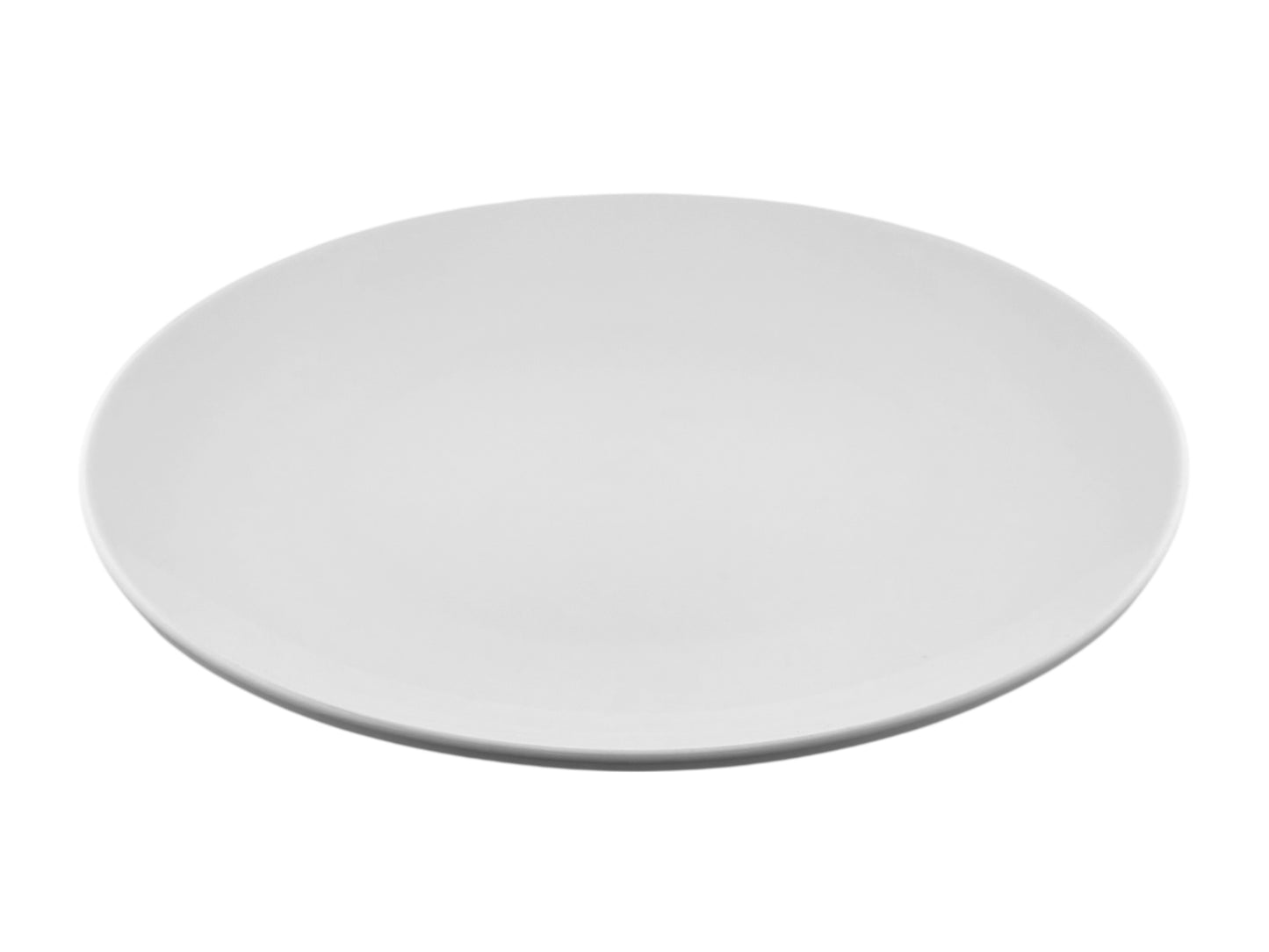 Randlose Menüteller aus weißem Porzellan 29 cm Durchmesser – Serie Classic im Geschirrverleih