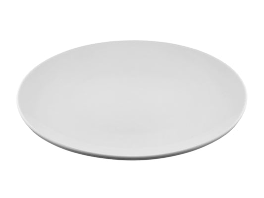 Randlose Menüteller aus weißem Porzellan 29 cm Durchmesser – Serie Classic im Geschirrverleih