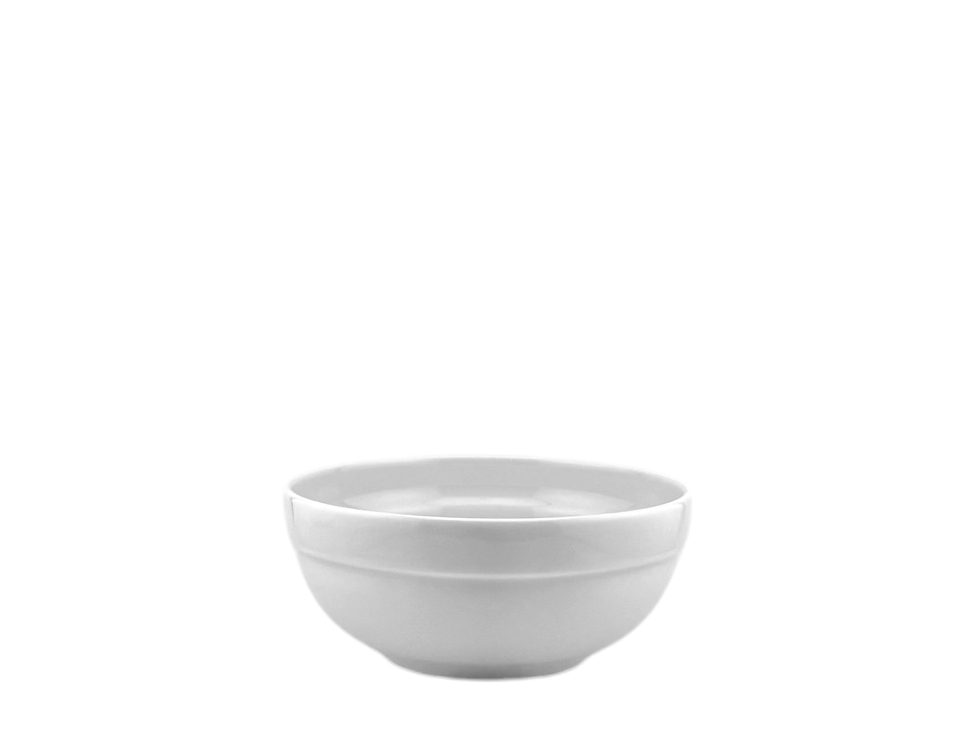 Runde Porzellanschale in Weiß mit 15 cm Durchmesser für Beilagen, Salate und Dips am Buffet
