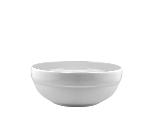 Runde Porzellanschale in Weiß mit 21 cm Durchmesser als Salatschüssel und Servierschale am Buffet