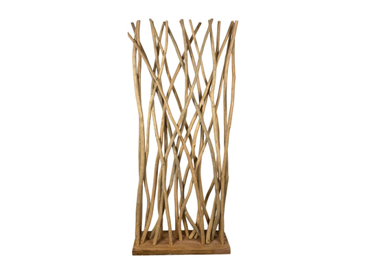 Schmaler Raumtrenner Boho aus Holz mieten in Kiel – dekorativer Sichtschutz für Events