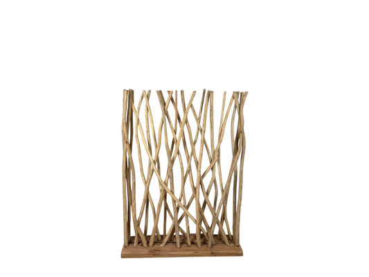 Breiter Raumtrenner Boho aus Holz mieten in Kiel – dekorativer Sichtschutz für Events