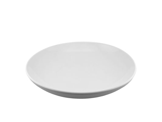 Tiefe randlose Teller aus weißem Porzellan 23 cm der Serie Classic im Geschirrverleih
